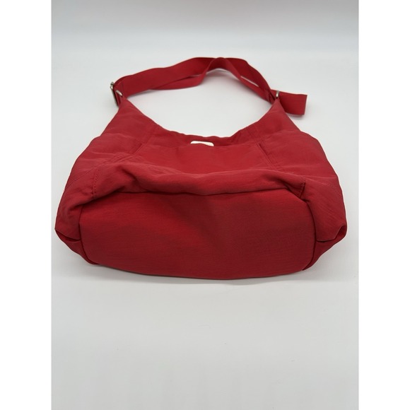 baggallini Red Nylon Zip Close Tote Pockets Bag Crossbody Luggage Handle Sleeve - Picture 2 of 9